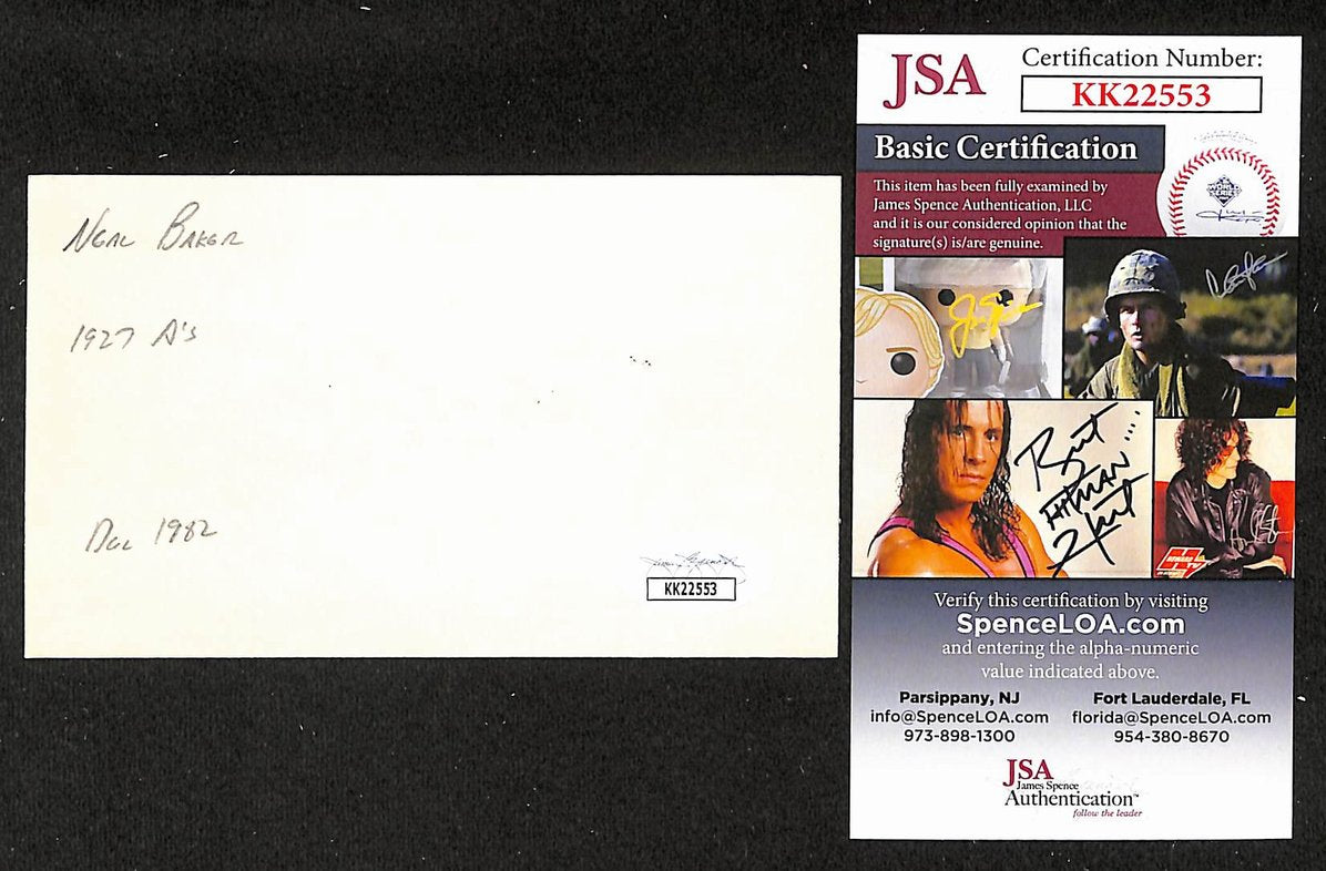 Neal Baker Athletics Autographed/Signed 3x5 Index Card JSA BA208453