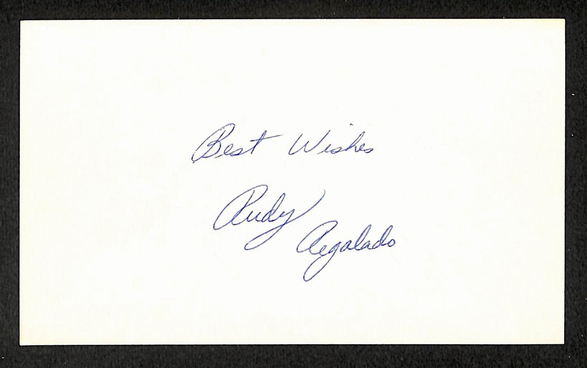 Rudy Regalado Indians Autographed/Signed 3x5 Index Card JSA BA208454