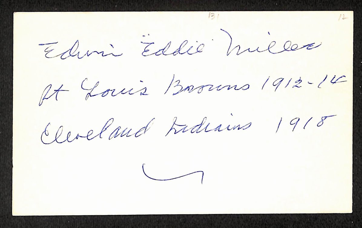 Ed Miller Tigers Autographed/Signed 3x5 Index Card JSA BA208458