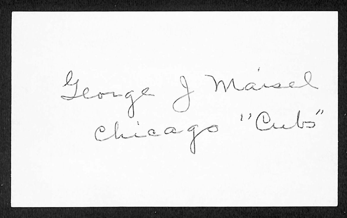 George Maisel Cubs Autographed/Signed 3x5 Index Card JSA BA208466