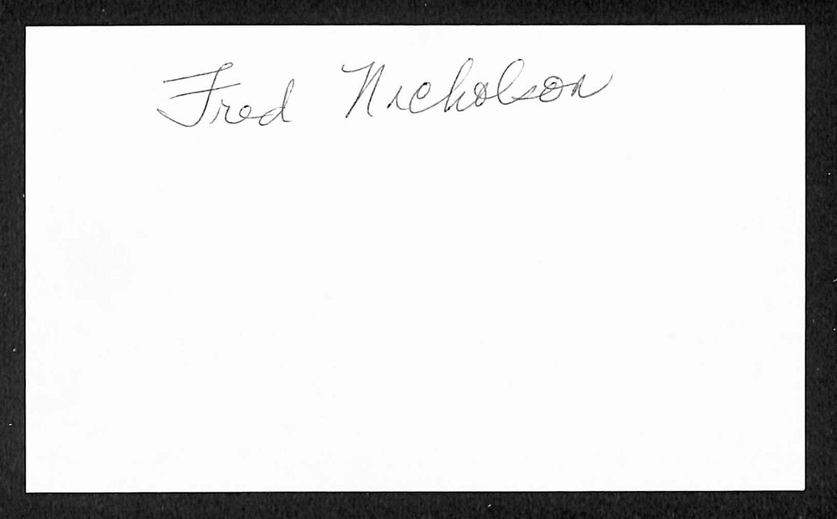 Fred Nicholson Pirates Autographed/Signed 3x5 Index Card JSA BA208472