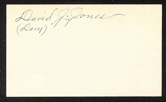 David Davy Jones Tigers Autographed/Signed 3x5 Index Card JSA BA208473