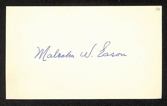 Mal Eason Tigers Autographed/Signed 3x5 Index Card JSA BA208476