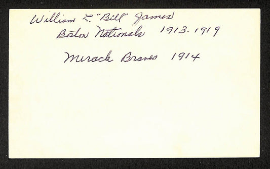 Bill James Braves Autographed/Signed 3x5 Index Card JSA BA208478