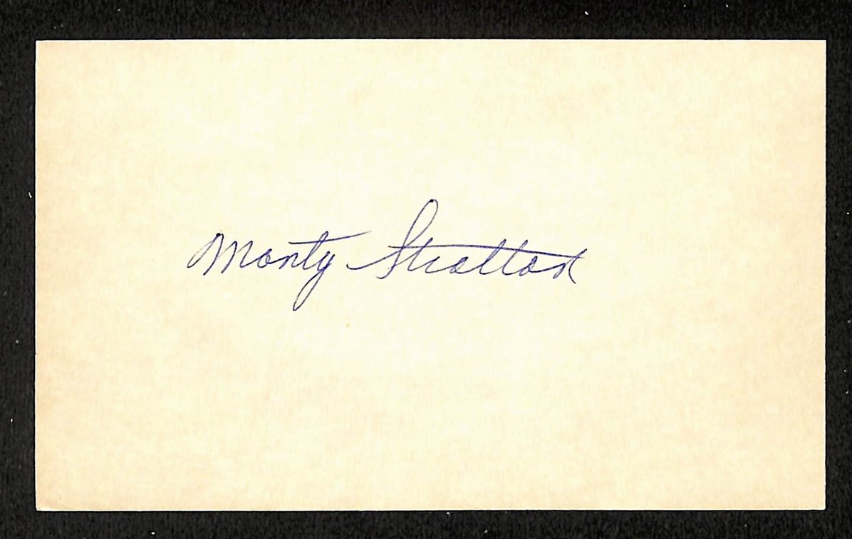 Monty Stratton White Sox Autographed/Signed 3x5 Index Card JSA BA208479