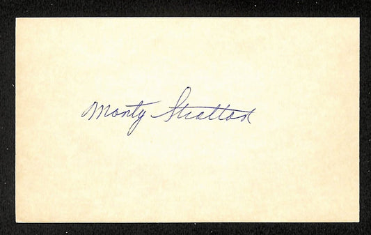 Monty Stratton White Sox Autographed/Signed 3x5 Index Card JSA BA208479