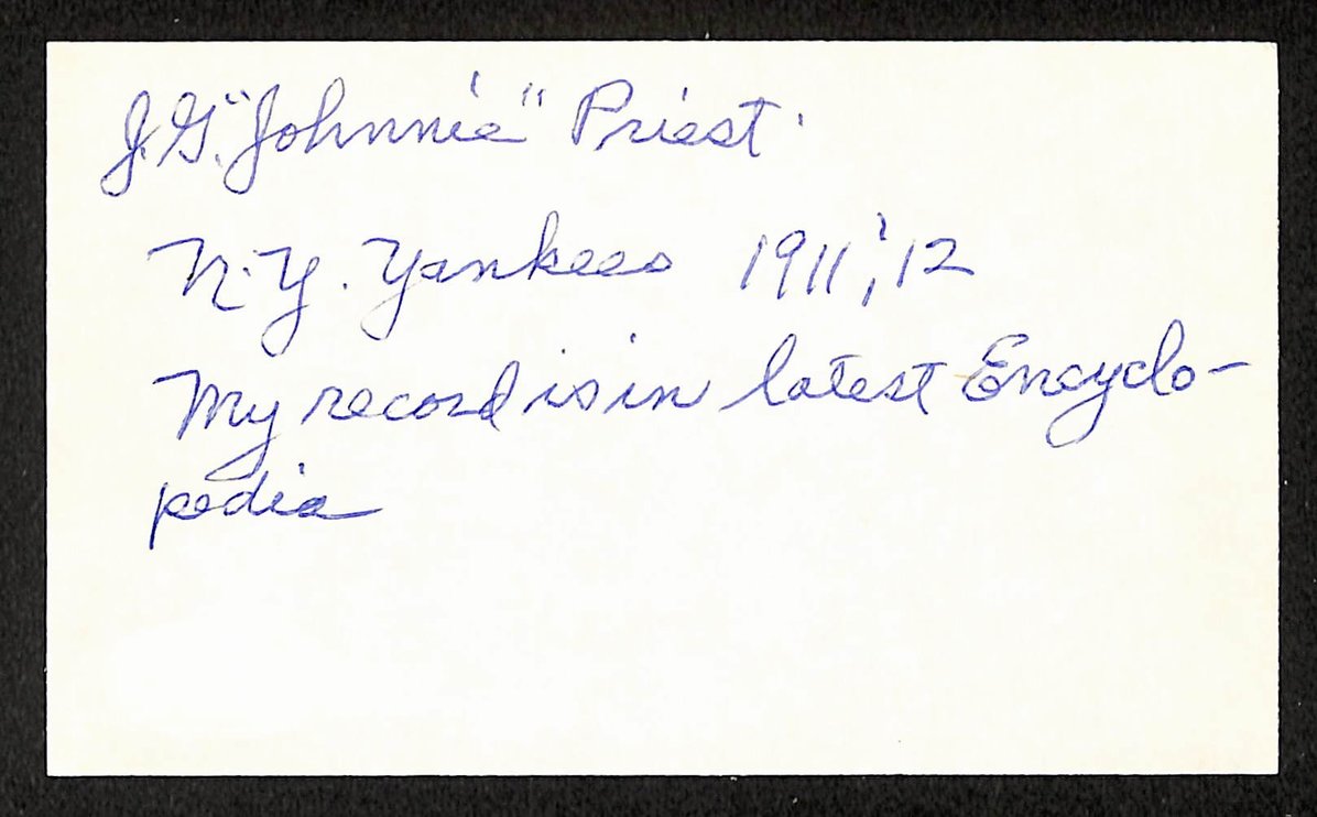 Johnny Priest Highlanders Autographed/Signed 3x5 Index Card JSA BA208482