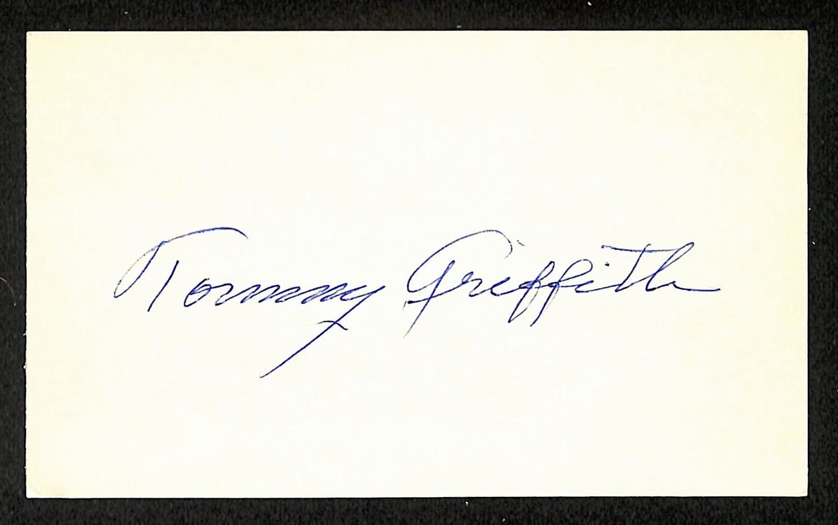 Tommy Griffith Braves Autographed/Signed 3x5 Index Card JSA BA208487