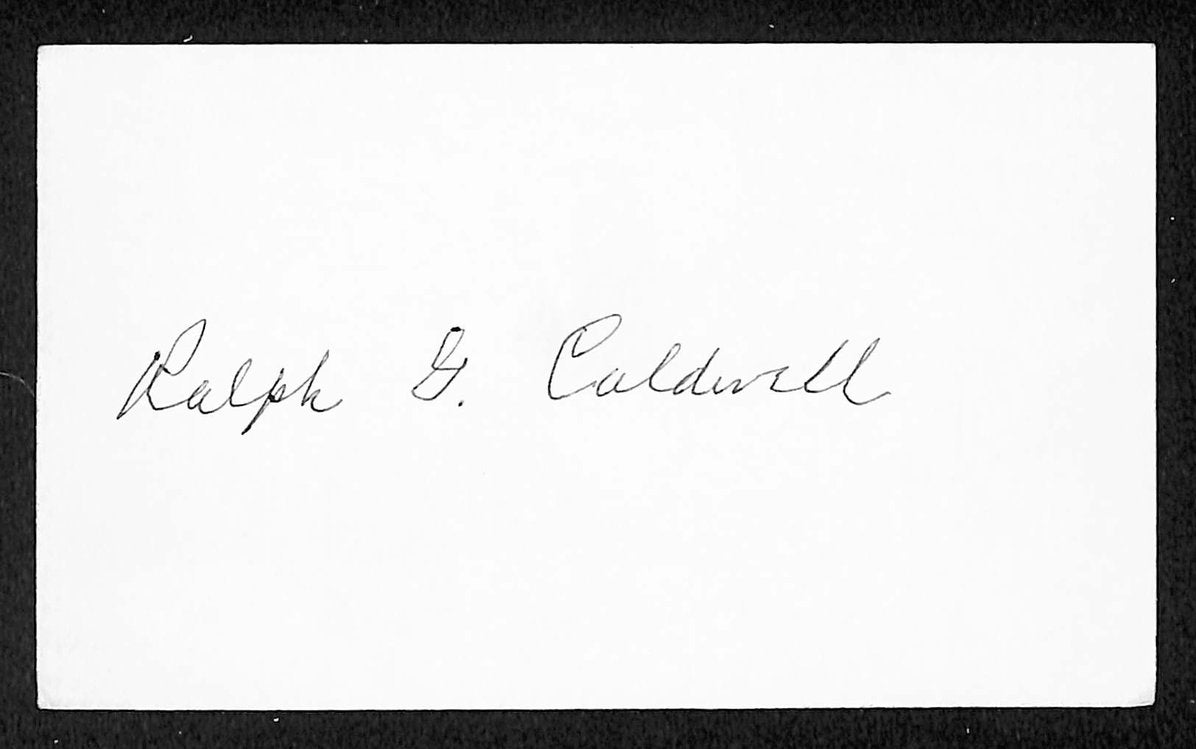 Ralph Cardwell Phillies Autographed/Signed 3x5 Index Card JSA BA208488