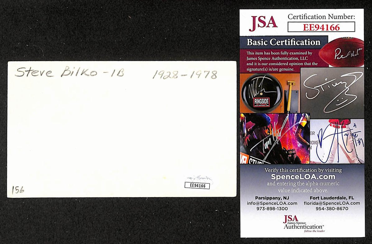 Steve Bilko Cardinals Autographed/Signed 3x5 Index Card JSA BA207867