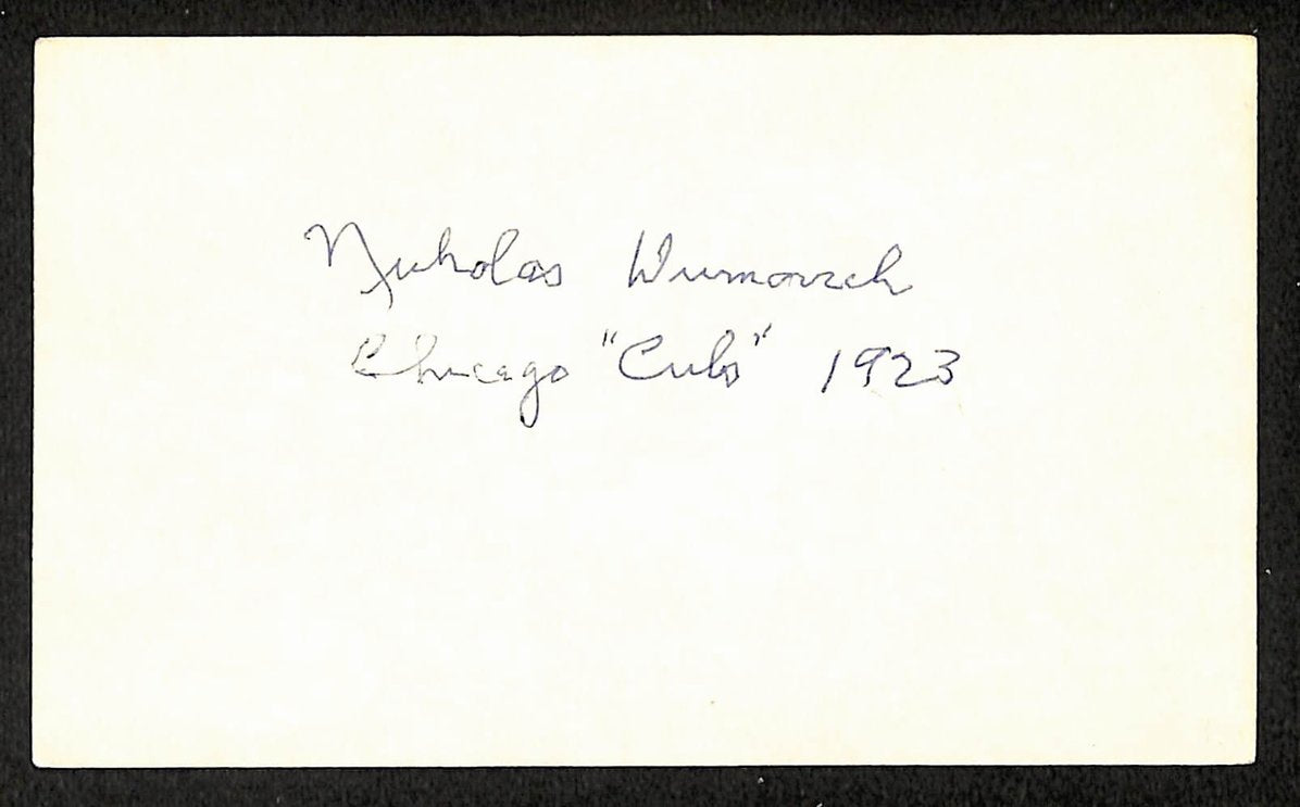 Nicholas Dumovich Cubs Autographed/Signed 3x5 Index Card JSA BA207869