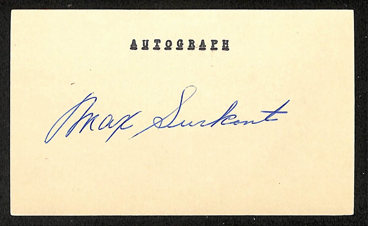 Max Surkont Braves Autographed/Signed 3x5 Index Card JSA BA207872