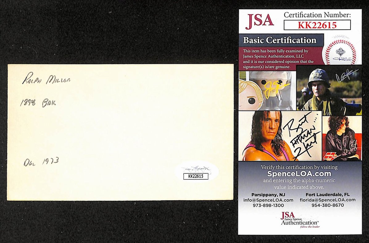 Ralph Miller Oregon St Autographed/Signed 3x5 Index Card JSA BA207873
