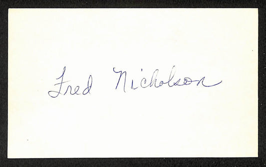 Fred Nicholson Pirates Autographed/Signed 3x5 Index Card JSA BA207874