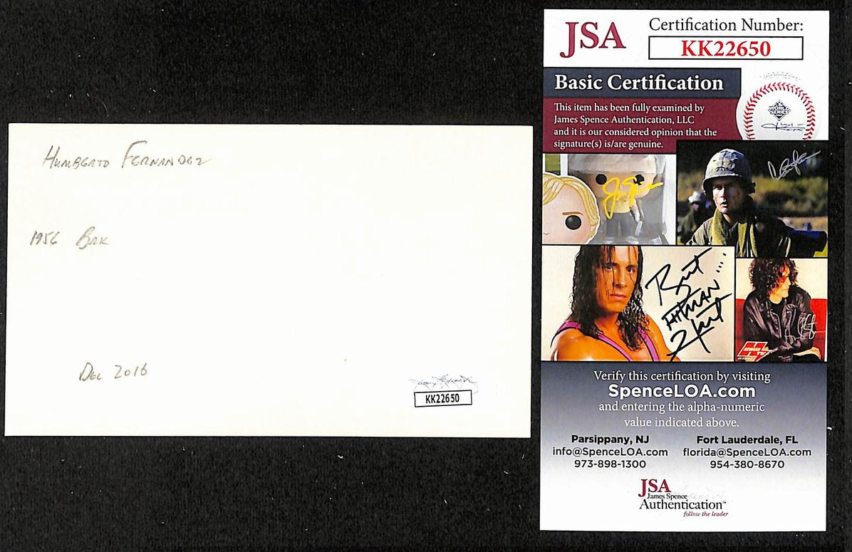Chico Fernandez Orioles Autographed/Signed 3x5 Index Card JSA BA207877