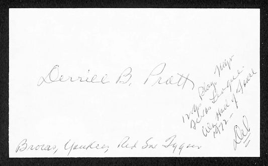 Del Pratt Browns Autographed/Signed 3x5 Index Card JSA BA207880