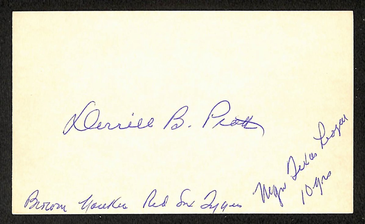 Del Pratt Browns Autographed/Signed 3x5 Index Card JSA BA207881