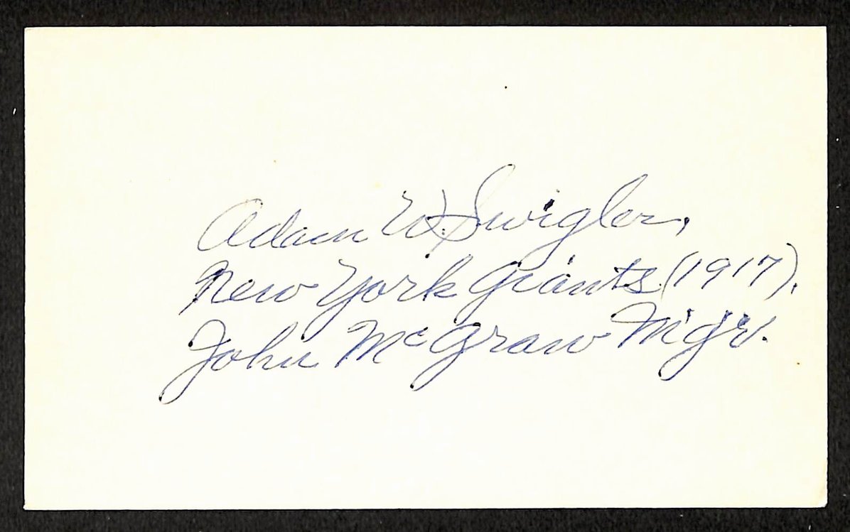 Adam Swigler Giants Autographed/Signed 3x5 Index Card JSA BA207883