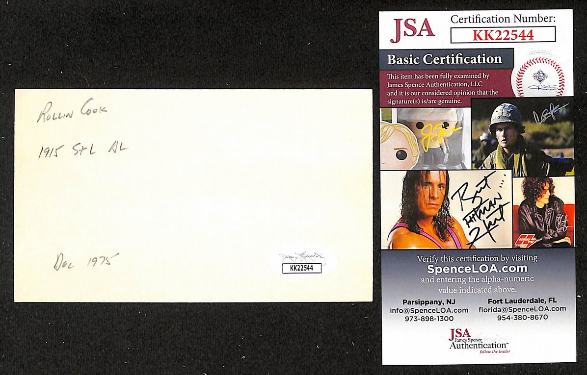 Rollin Cook Browns Autographed/Signed 3x5 Index Card JSA BA207884