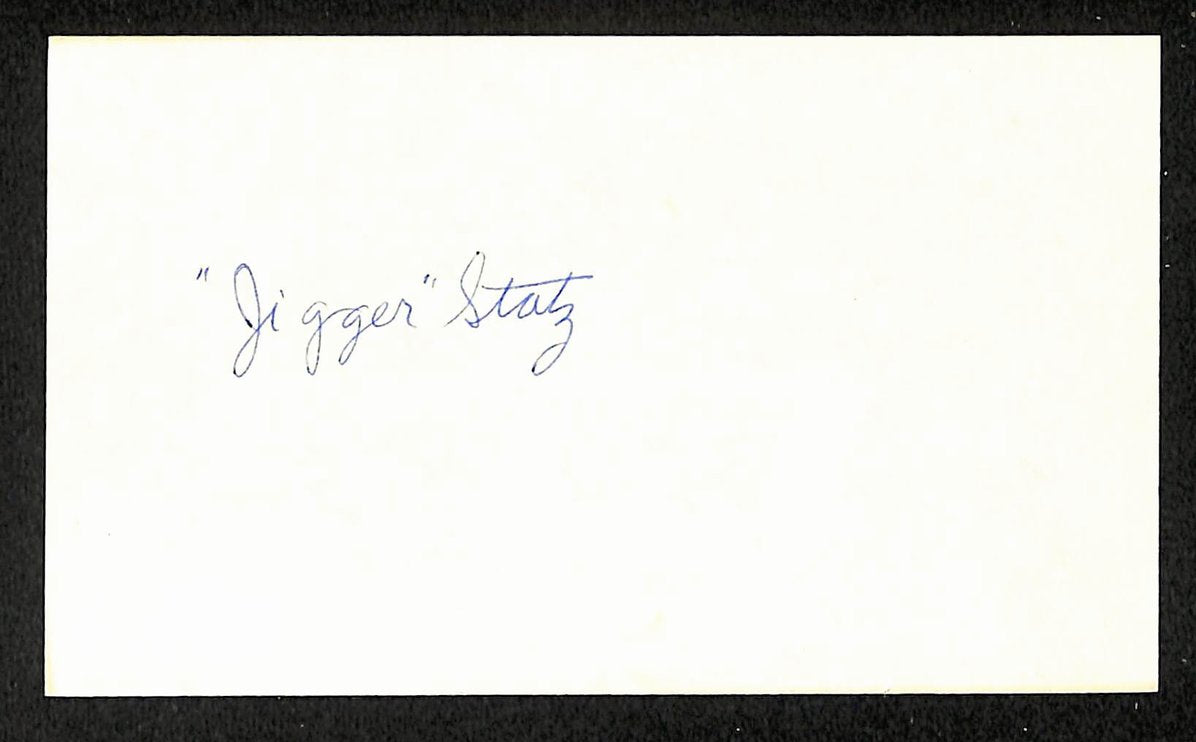 Jigger Statz Red Sox Autographed/Signed 3x5 Index Card JSA BA207885