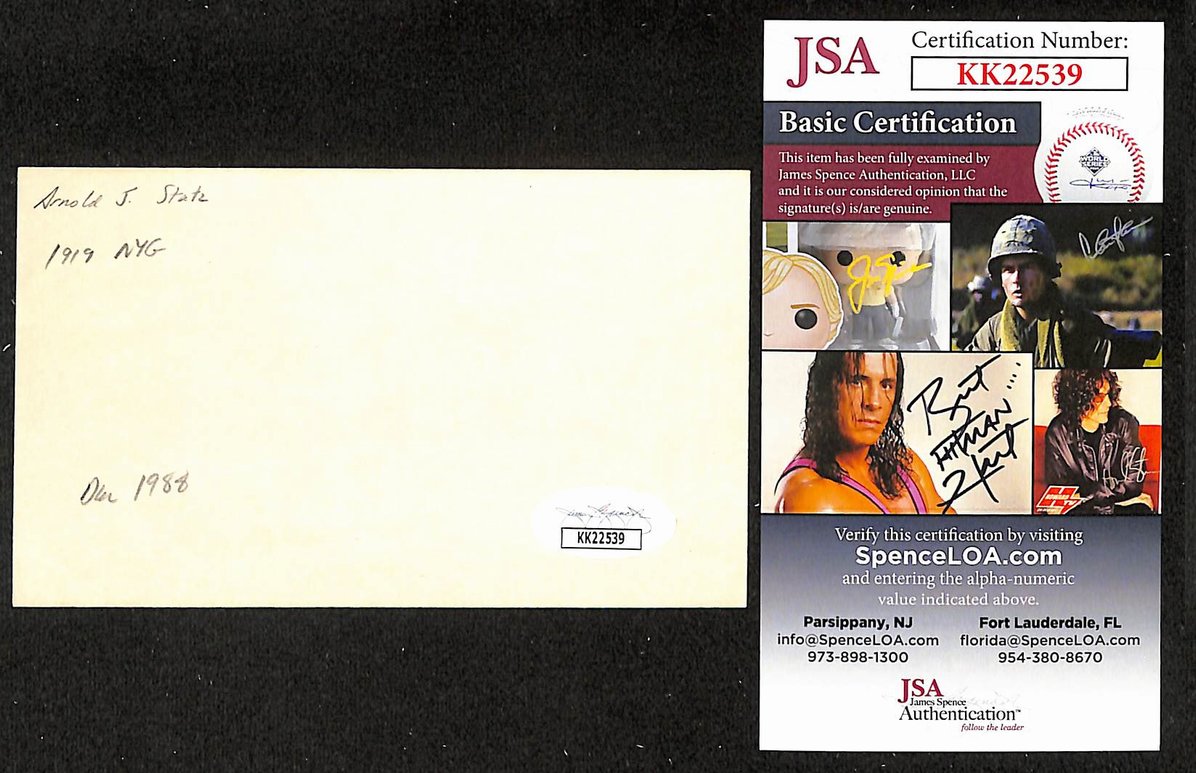 Jigger Statz Red Sox Autographed/Signed 3x5 Index Card JSA BA207886