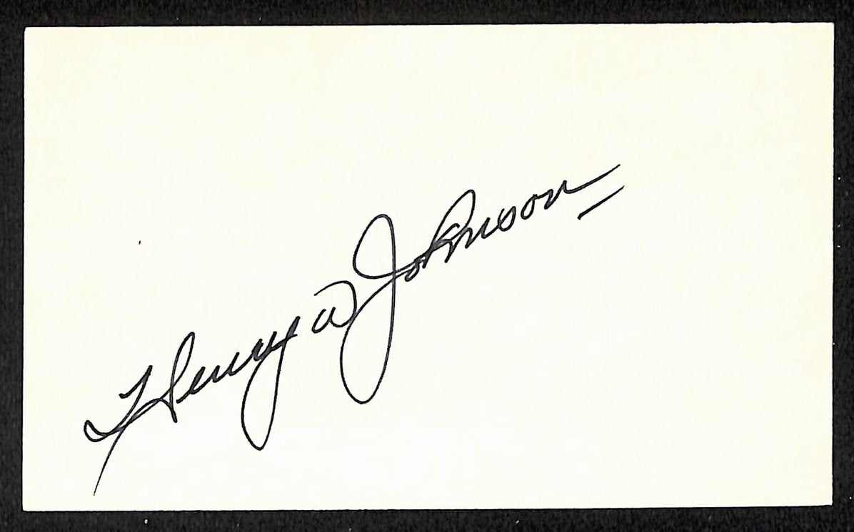 Henry Johnson Yankees Autographed/Signed 3x5 Index Card JSA BA207888