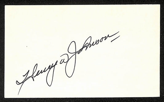 Henry Johnson Yankees Autographed/Signed 3x5 Index Card JSA BA207888