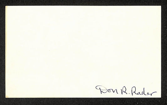 Don Rader Phillies Autographed/Signed 3x5 Index Card JSA BA207890