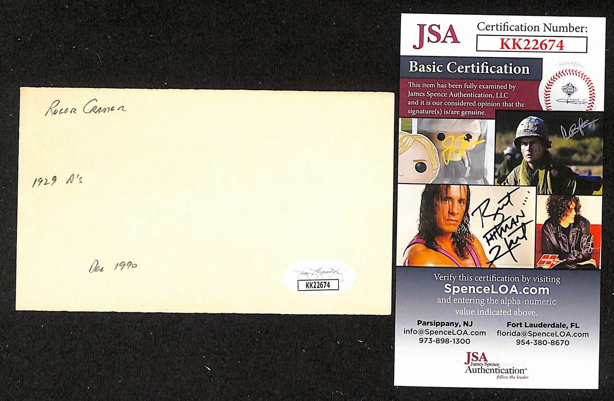Doc Cramer Tigers Autographed/Signed 3x5 Index Card JSA BA207895