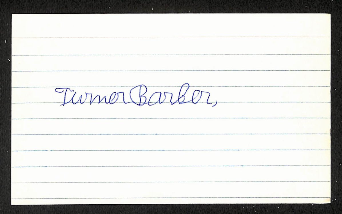 Turner Barber Cubs Autographed/Signed 3x5 Index Card JSA BA207896