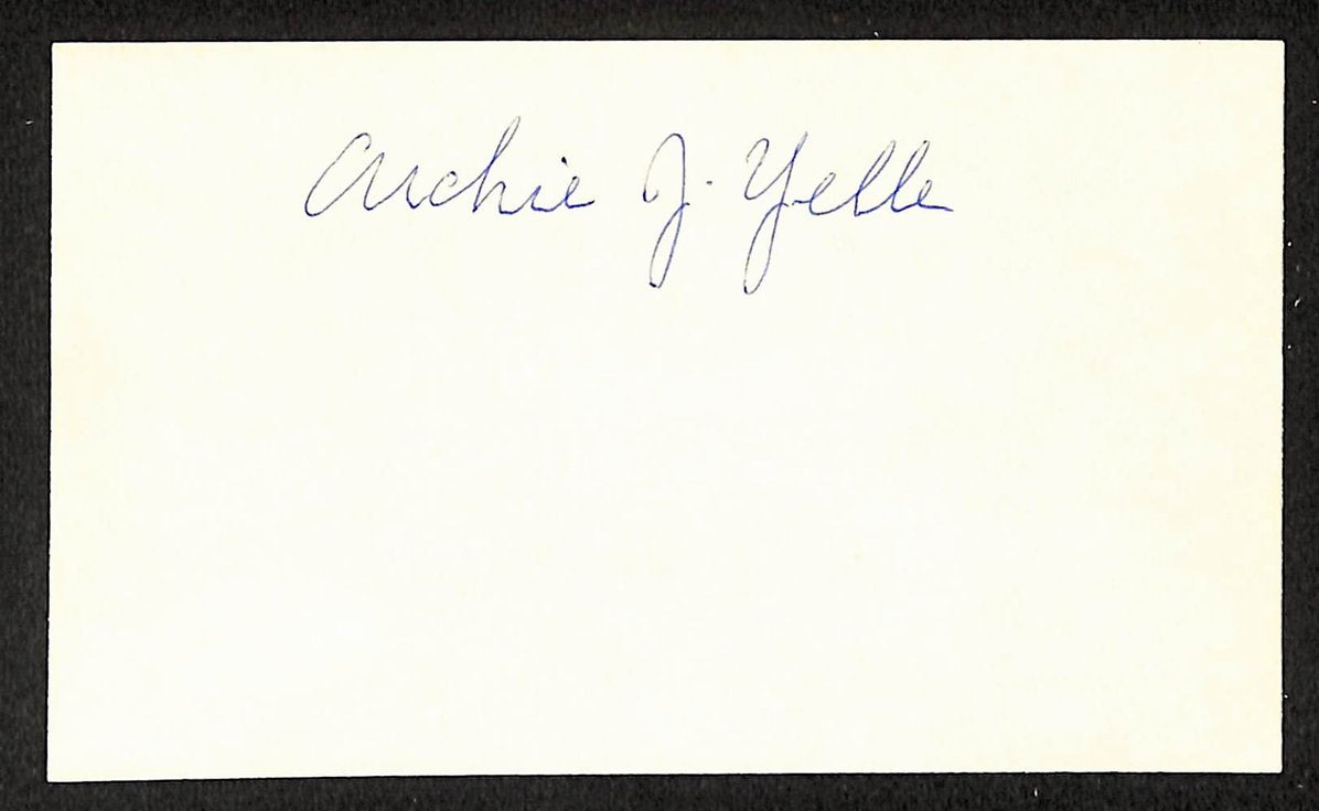 Archie Yelle Tigers Autographed/Signed 3x5 Index Card JSA BA207897