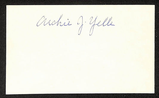 Archie Yelle Tigers Autographed/Signed 3x5 Index Card JSA BA207897