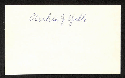 Archie Yelle Tigers Autographed/Signed 3x5 Index Card JSA BA207898
