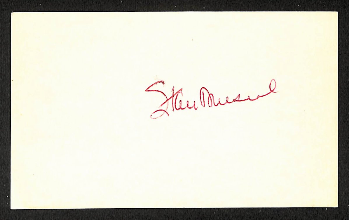 Stan Musial Cardinals Autographed/Signed 3x5 Index Card HOF JSA BA208501