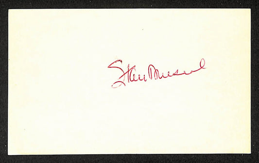 Stan Musial Cardinals Autographed/Signed 3x5 Index Card HOF JSA BA208501
