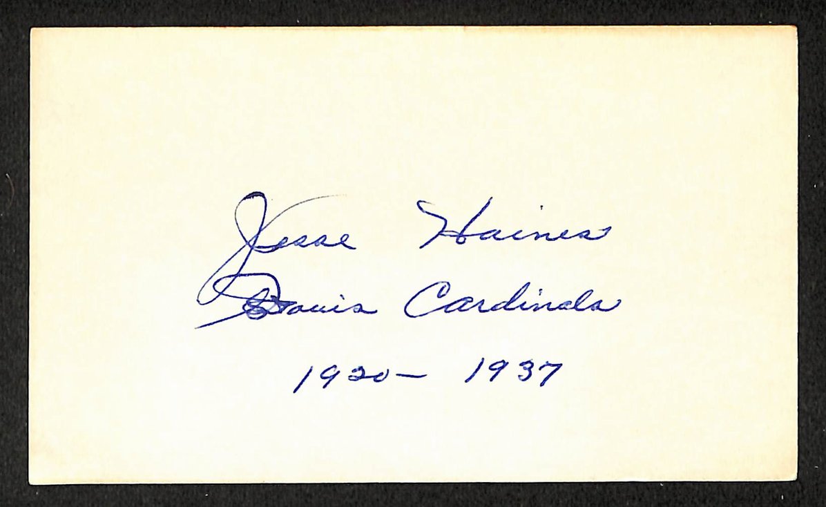 Jesse Haines Cardinals Autographed/Signed 3x5 Index Card HOF JSA BA208503