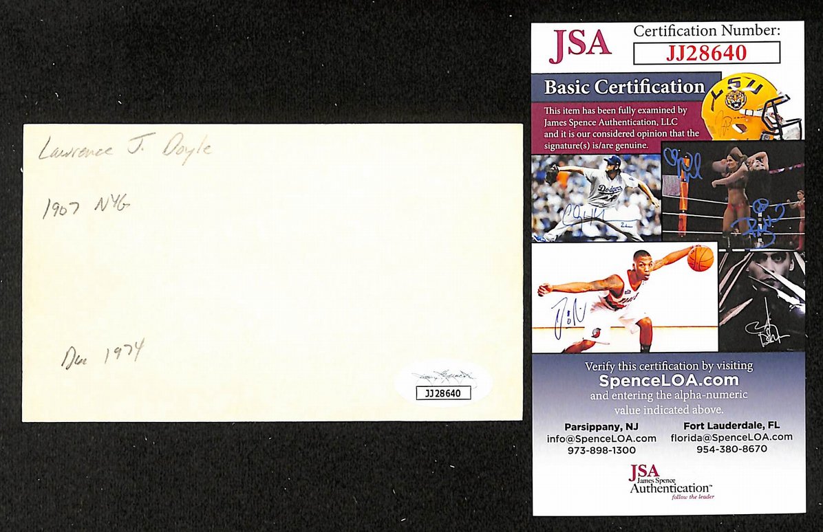 Larry Doyle Giants Autographed/Signed 3x5 Index Card JSA BA208505