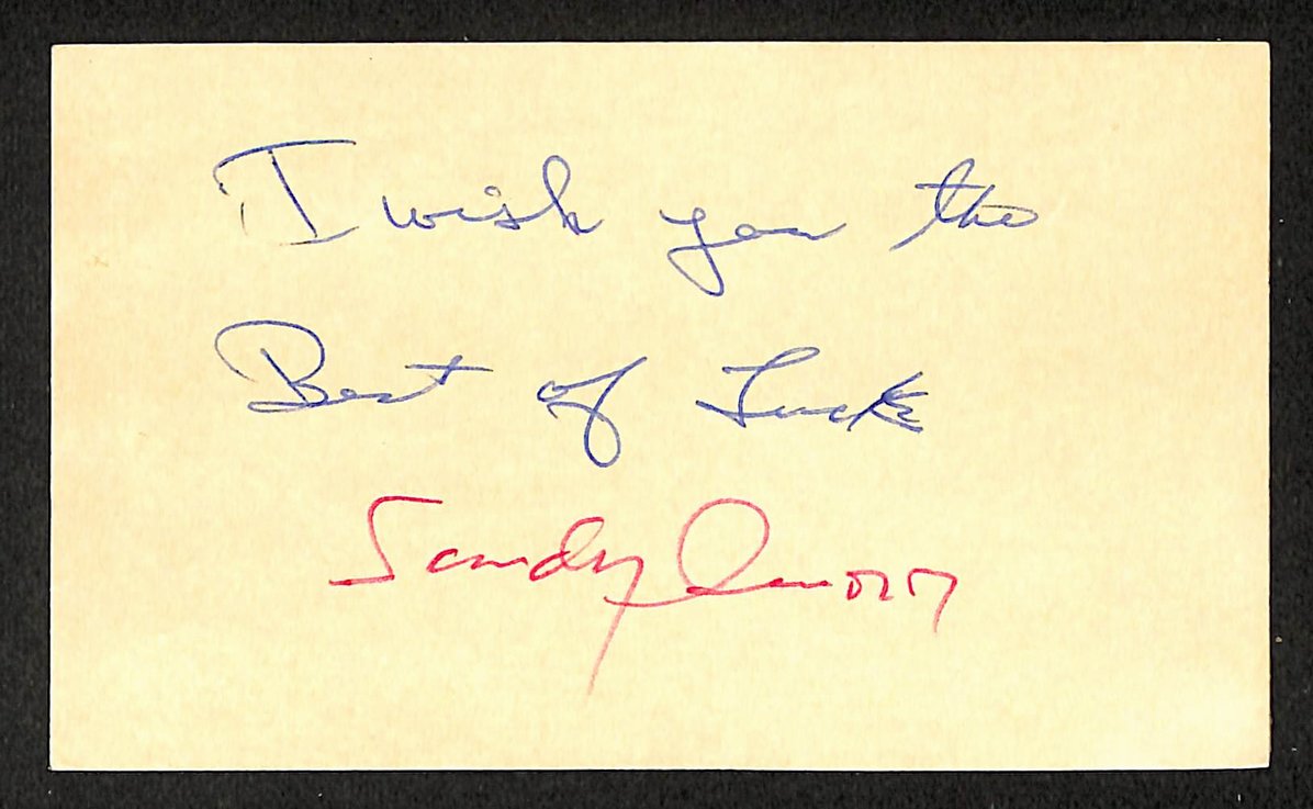 Sandy Amoros Tigers Autographed/Signed 3x5 Index Card JSA BA208506