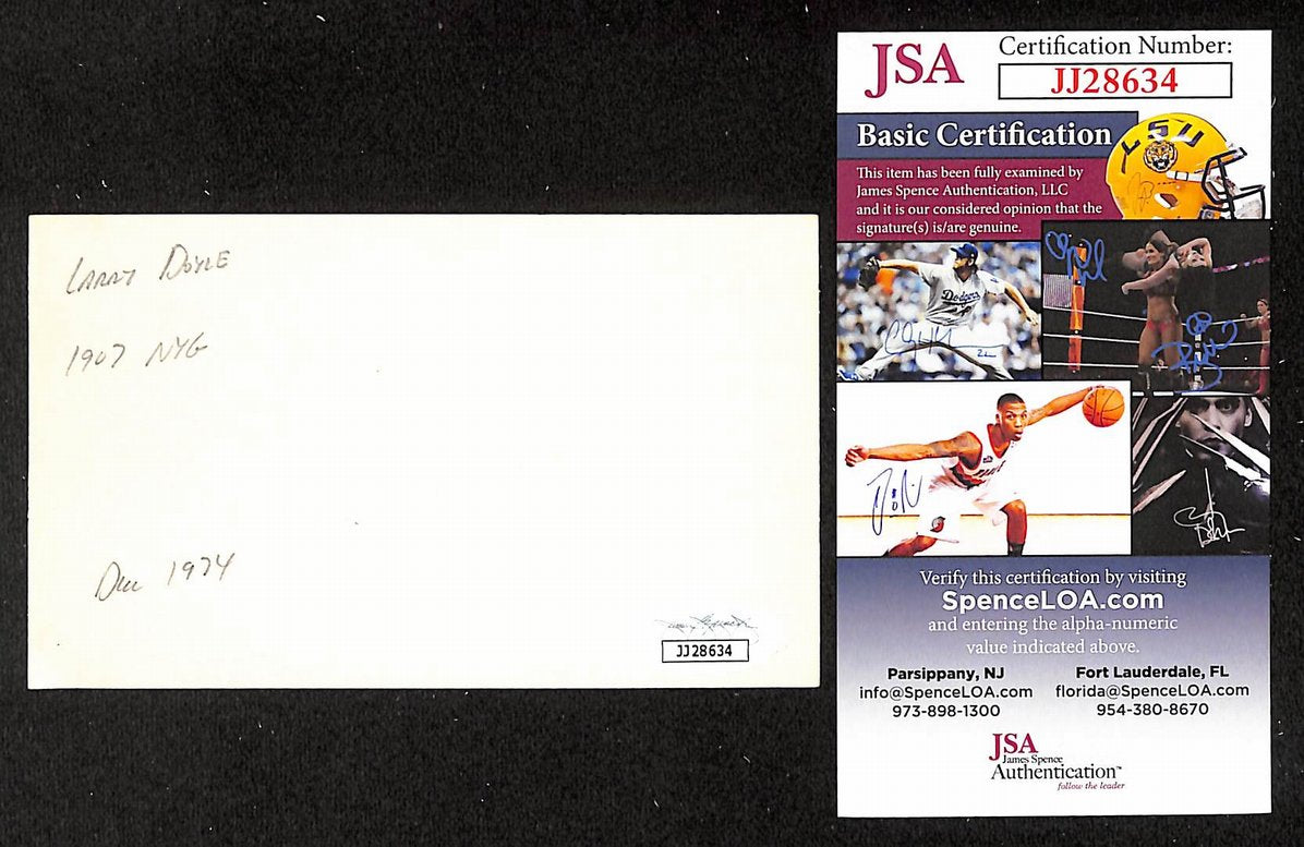 Larry Doyle Giants Autographed/Signed 3x5 Index Card JSA BA208508