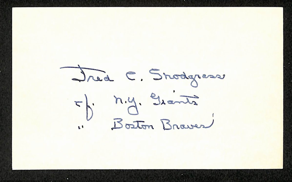 Fred Snodgrass Giants Autographed/Signed 3x5 Index Card JSA BA208512