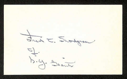 Fred Snodgrass Giants Autographed/Signed 3x5 Index Card JSA BA208513