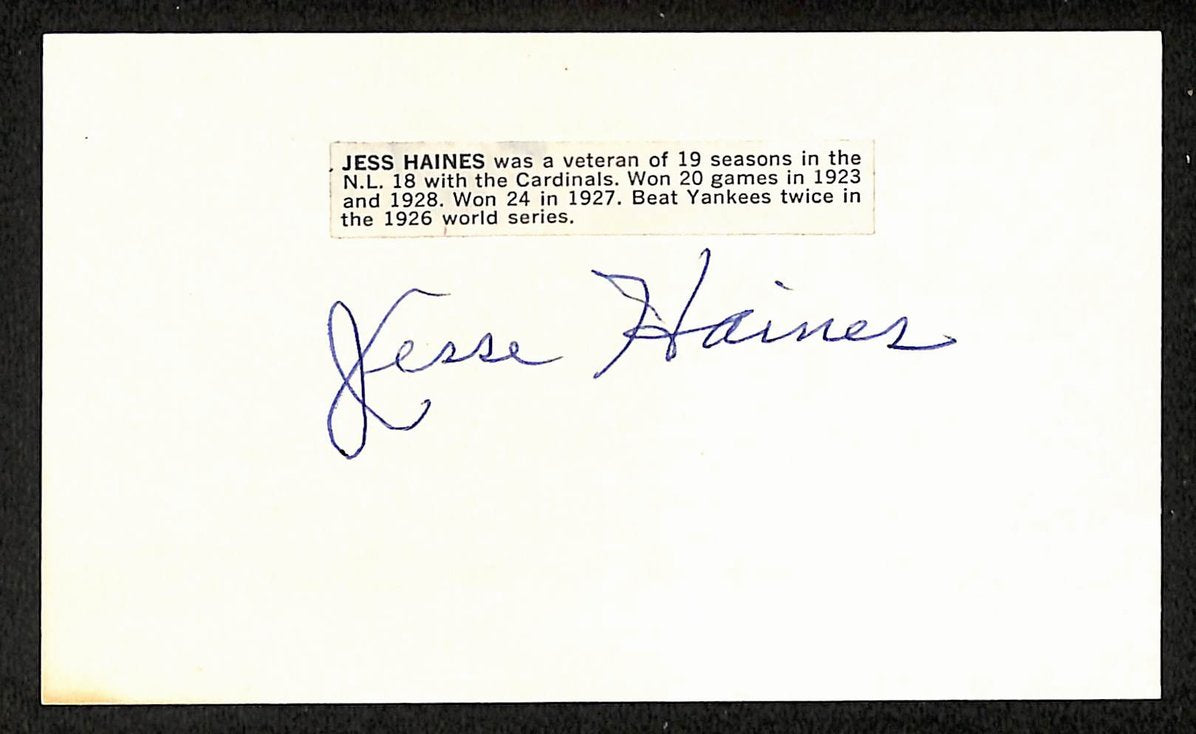 Jessie Haines Cardinals Autographed/Signed 3x5 Index Card HOF JSA BA208528