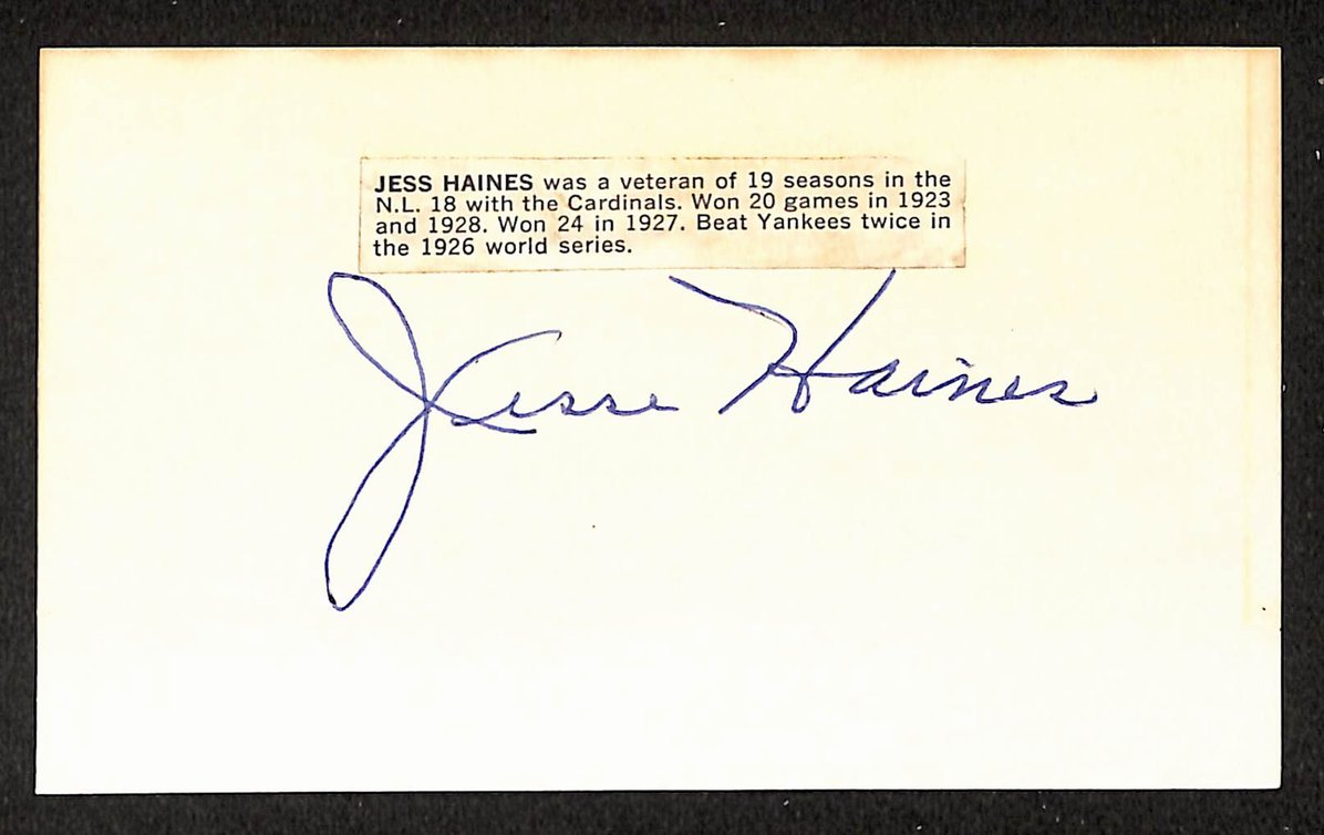 Jessie Haines Cardinals Autographed/Signed 3x5 Index Card HOF JSA BA208529