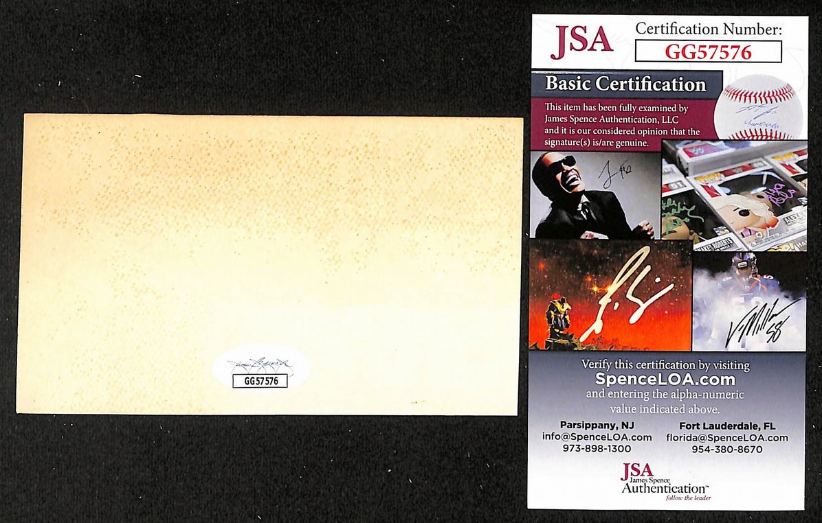 Ernie Lombardi Giants Autographed/Signed 3x5 Index Card HOF JSA BA208530