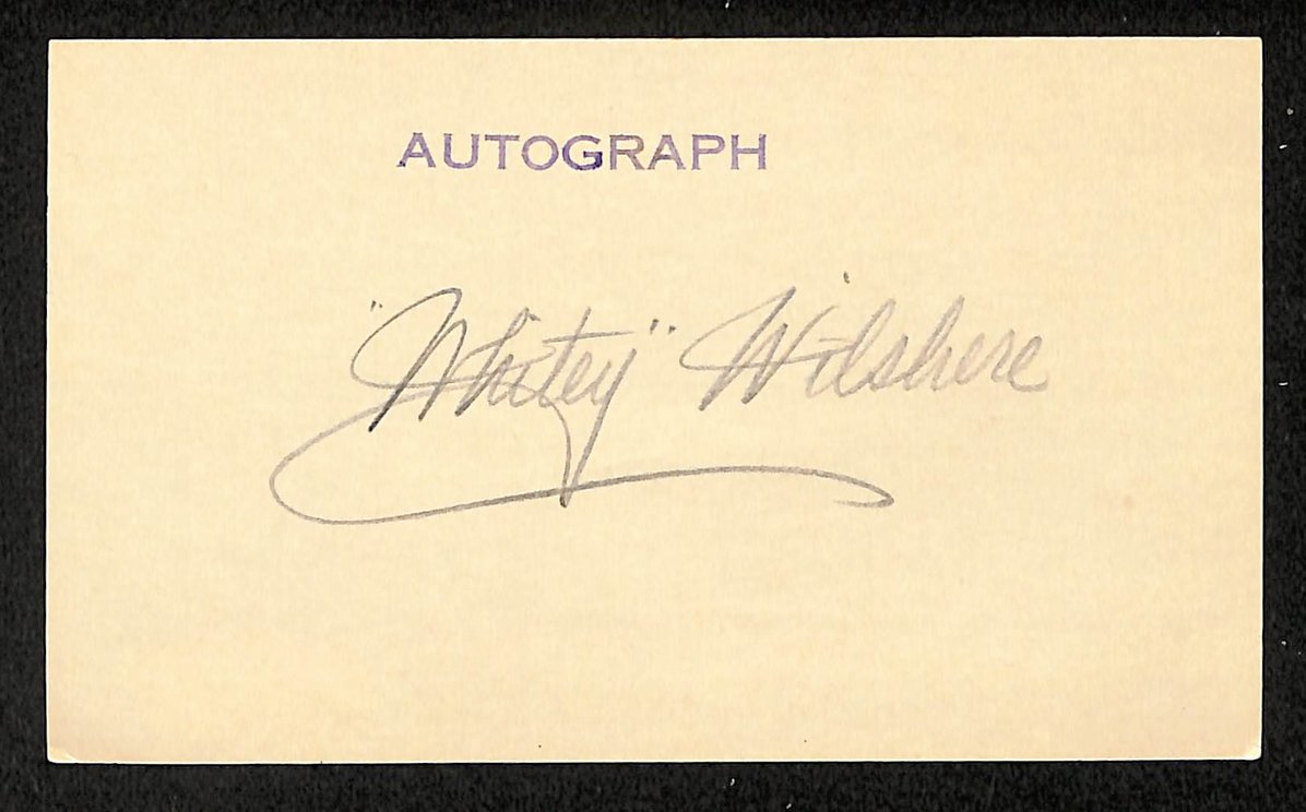 Whitey Wilshere Athletics Autographed/Signed 3x5 Index Card JSA BA208538