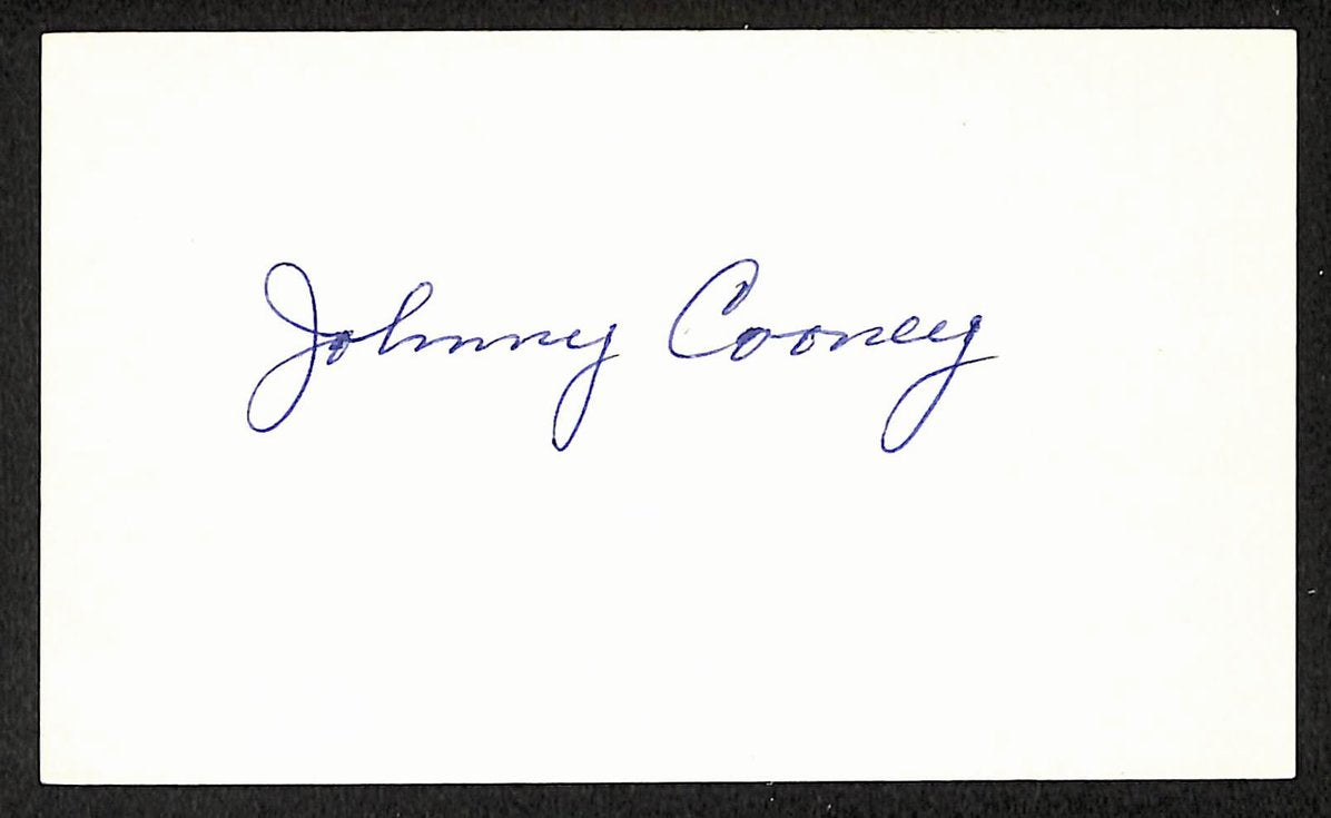 Johnny Cooney Yankees Autographed/Signed 3x5 Index Card JSA BA208541