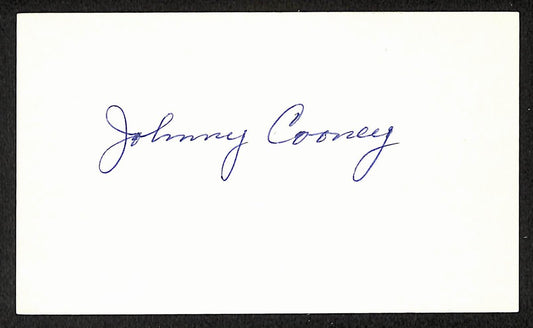 Johnny Cooney Yankees Autographed/Signed 3x5 Index Card JSA BA208541