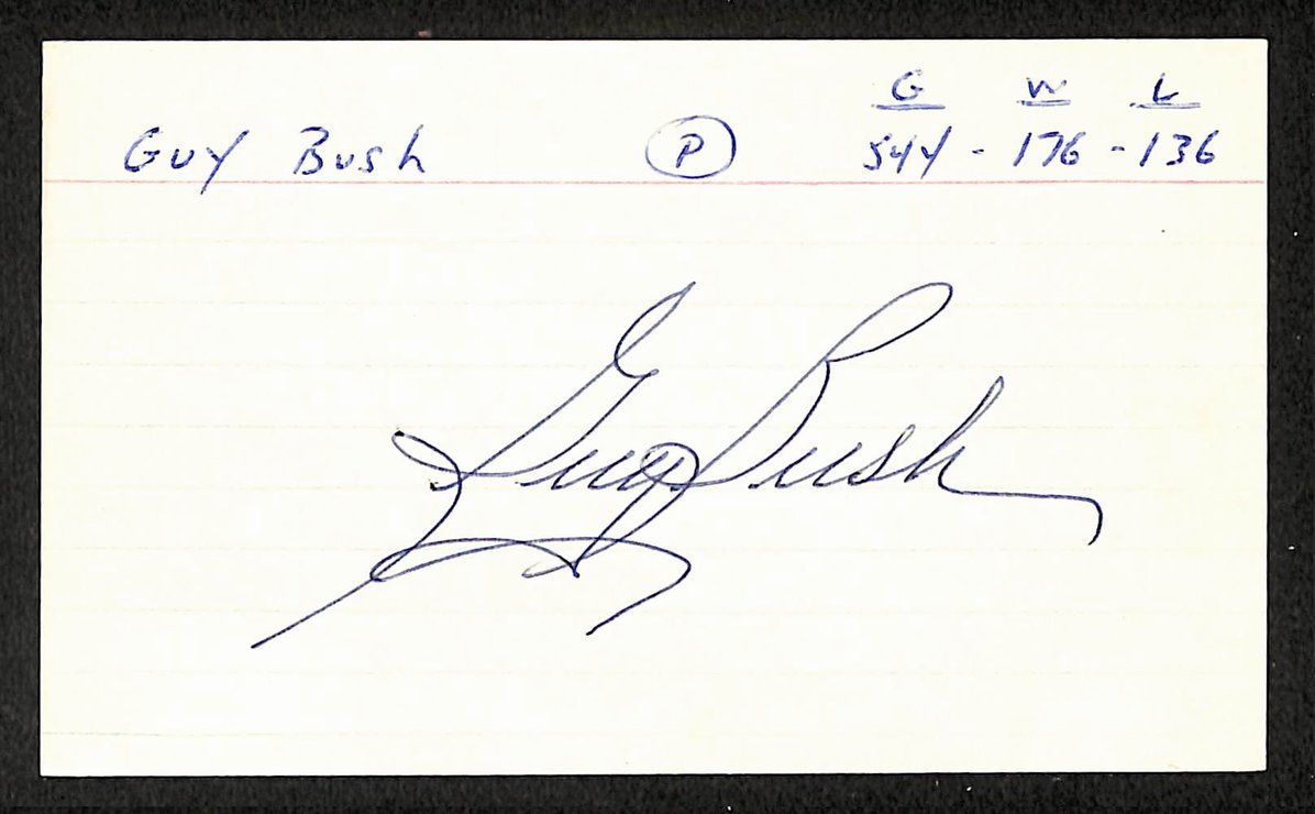 Guy Bush Cubs Autographed/Signed 3x5 Index Card JSA BA208542