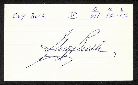 Guy Bush Cubs Autographed/Signed 3x5 Index Card JSA BA208542
