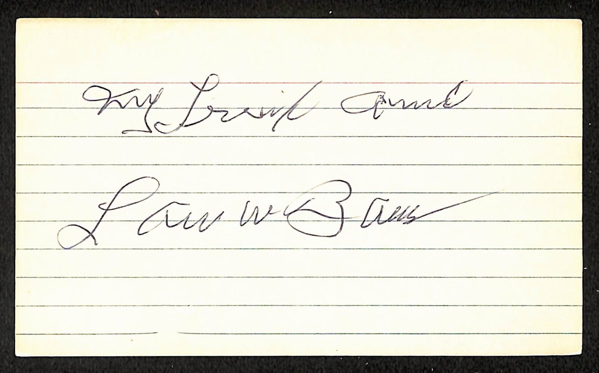 Lou Bauer Athletics Autographed/Signed 3x5 Index Card JSA BA208544